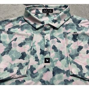 NWOT Bad Birdie Core Golf Polo Shirt Mens L Mirage Oasis Performance MSRP $78